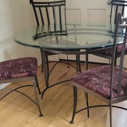 Iron Kitchen Table With Glass Top 