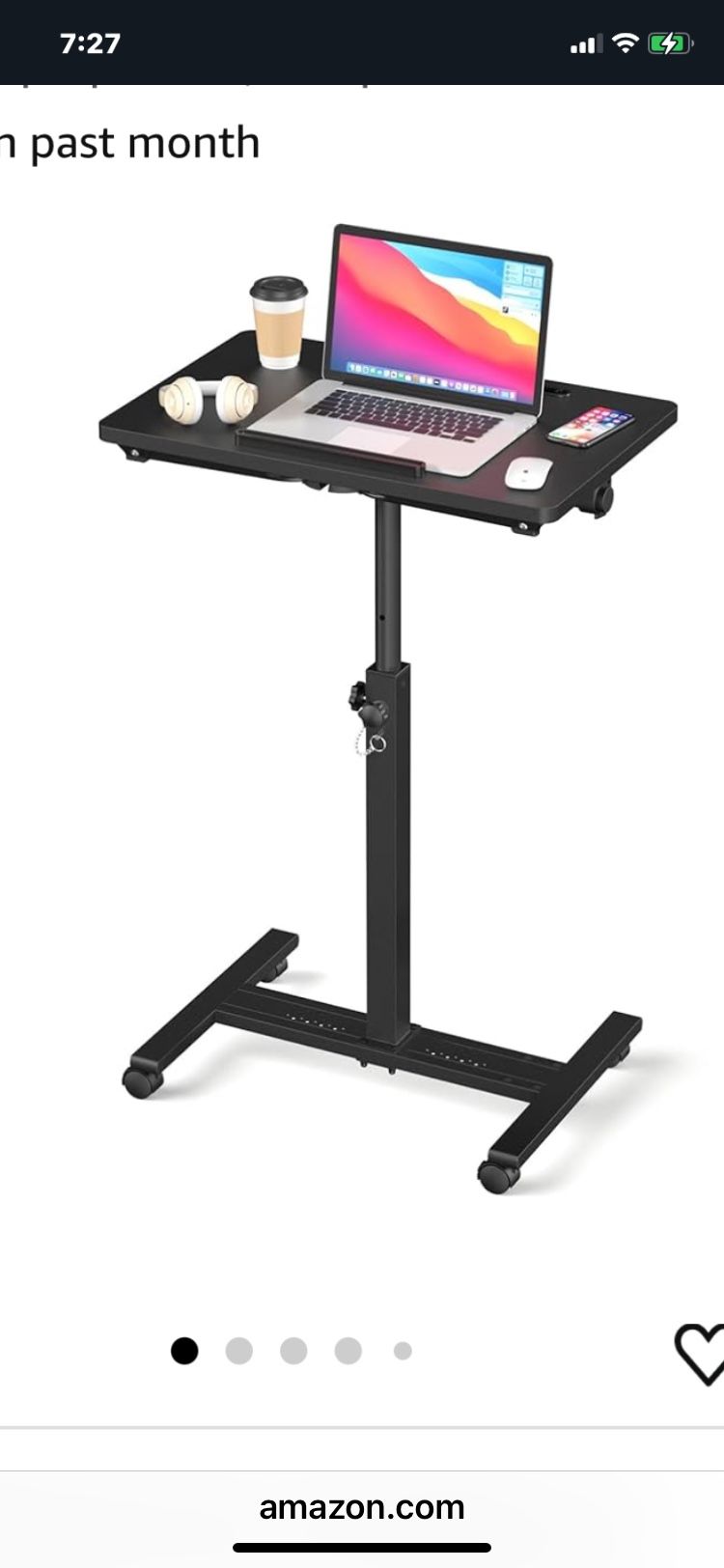 Laptop Or Bedside Adjustable Table On Wheels Or Bed