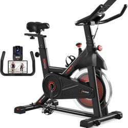 Exercise Bike Indoor Cycling Stationary Bike Exercise Bikes for Home Use with Flywheel, Comfortable Seat Cushion, LCD Display, 110kg Weight Capacity, 