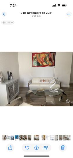 Modern White Leather Sofa & Glass Coffee Table Set – Chrome Finish