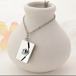 Silver women's lady's Envelop Open Rocket pendant necklace gift.  
