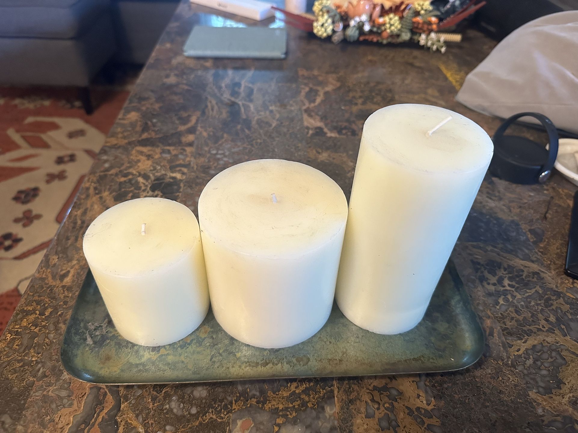 Pillar Candles With Tray