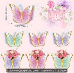 12 pieces butterfly theme center pieces (flowers not included)