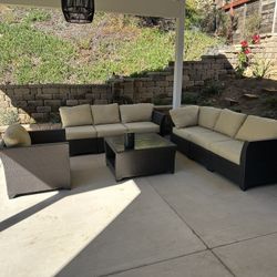 7 Seat Modular Sectional Outdoor Sofa With Armchair And Coffee Table