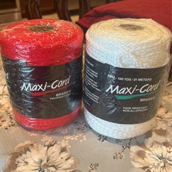 2  Rolls Of Maxi-Cord RED AND WHITE