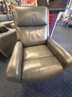 Grey leather rocker recliner