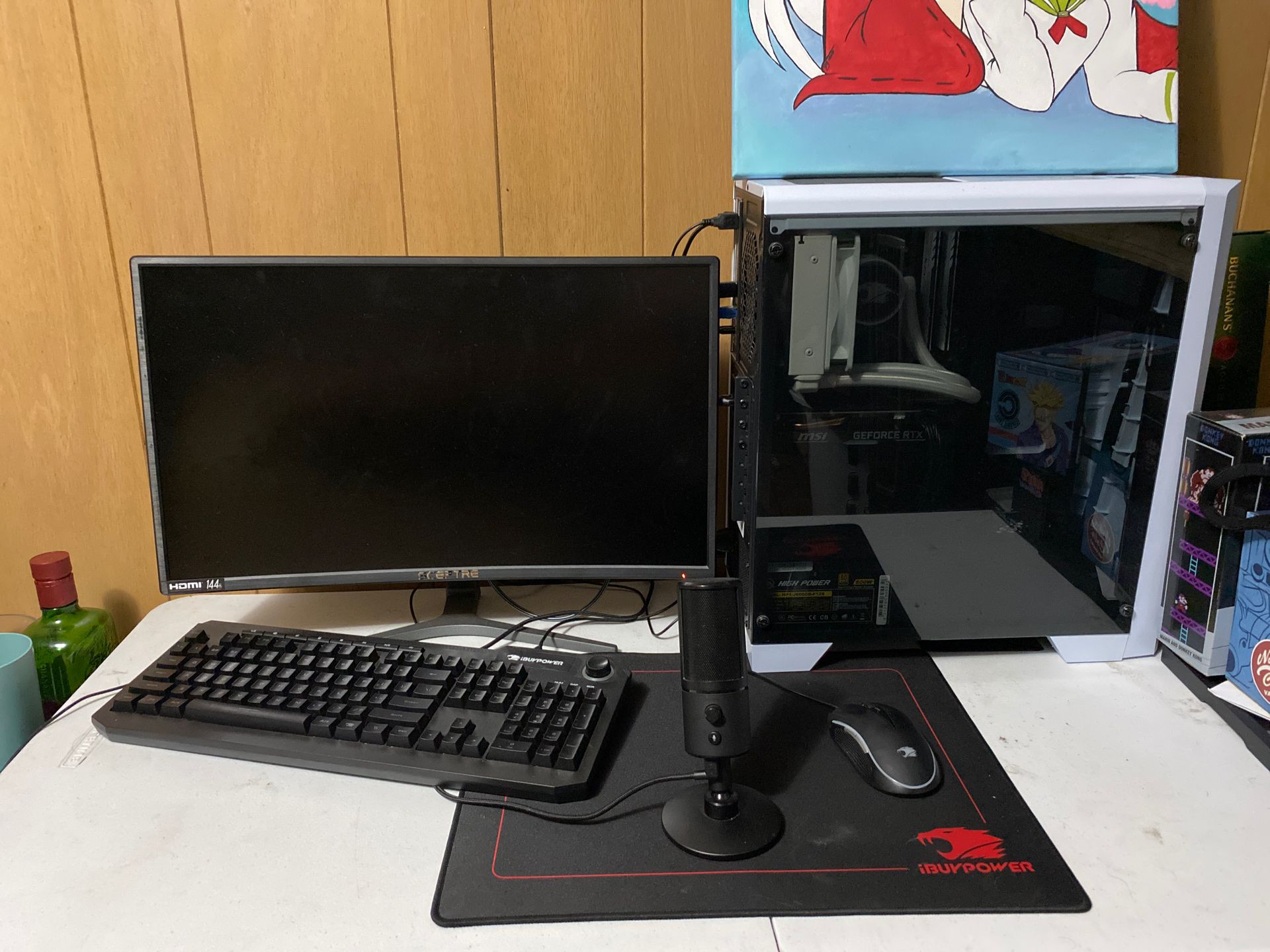 Gaming pc with microphone,headset,keyboard,mouse,& monitor