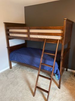 Wood Twin Bunk Bed with Ladder