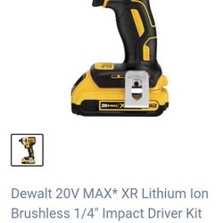 Brand New Never Used 219.00$Dewalt 20V MAX* XR Lithium Ion Brushless 1/4" Impact Driver