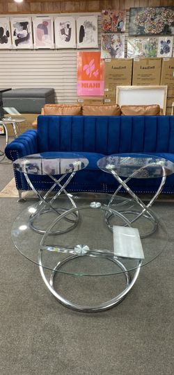 Signature by Ashley Hollynyx chrome and glass coffee and end table set