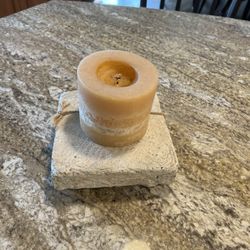 Stone Candle Holder With Candle 
