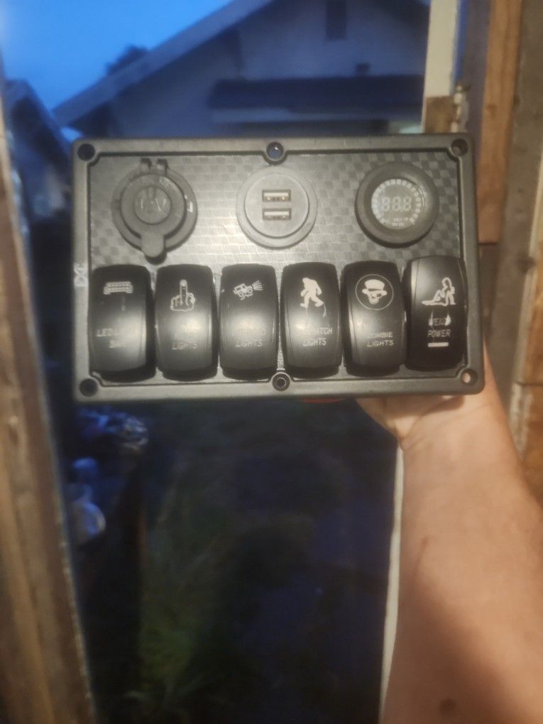 6 Gang Rocker Breaker Switch Board With blue LED Glow