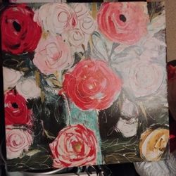 Lovely Rose Painting On Canvas.