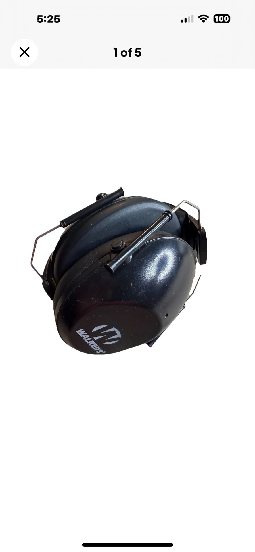 WALKER Unisex Foldable Hearing Protection 22 dB Folding Passive Earmuffs, Black