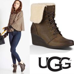 UGG Zea Waterproof Shearling Lined Wedge Boots size 9 