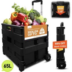 Folding Collapsible Utility Cart For Shopping Groceries Traveling Office Use New