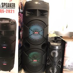 Bluetooth Party Speaker - Rechargeable - Double 8” Woofer 