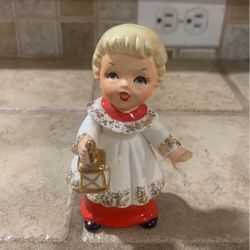 VINTAGE JAPAN UCAGCO GIRL Christmas Caroler With Lantern