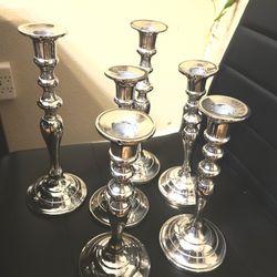 6 Piece Silver Candle Holder With Candles