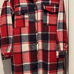 Women’s Long Plaid Jacket Size M