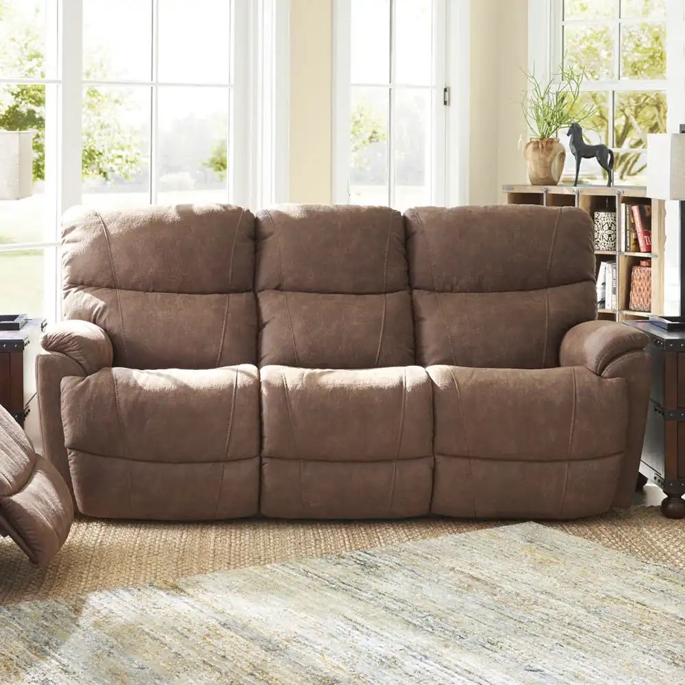 Lazy Boy Trouper Leather Manual Reclining Sofa