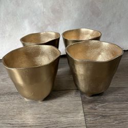 4 Solid Metal Gold, Modern Vases For Wedding 