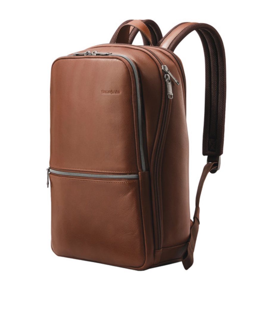 Samsonite Classic Leather Slim Backpack (Cognac)