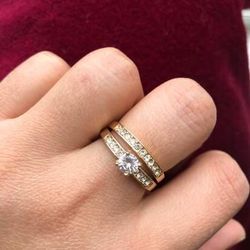 18k Gold Plated Wedding Engagement  Ring Band PSet Size 6,7,8,10 Available 