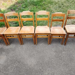 Set of six (6) Oak School Chairs