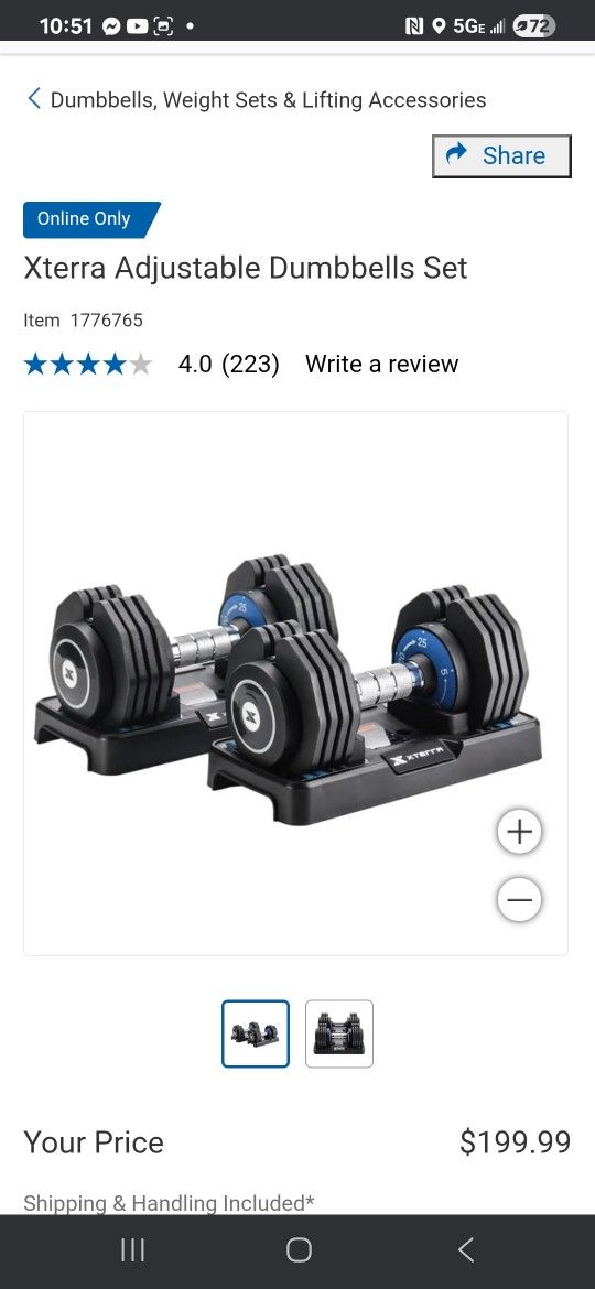 Like new Xterra Adjustable Dumbbells Set
Item 1776765 Sells at Costco for $299 plus tax.