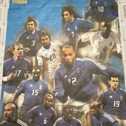 Vintage France World Cup Team Poster On Cloth. 