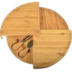 Bamboo Cheese Board With Cheese Knife charcuterie Set
