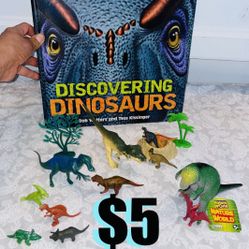 $5 Large Hardcover Educational Book & Dinosaurs 🦕 🦖 Toys all included