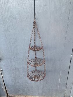 Large Antique Metal Hanging Basket