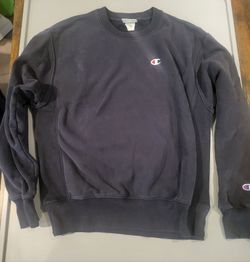 🏆 Champion Reverse Weave Navy Crewneck Sweatshirt Large – Embroidered Logos
