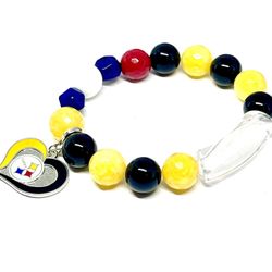 Pittsburgh Steelers Beaded Charm Bracelet 