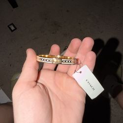 Coach Signature Enamel Hinged Bangle Bracelet