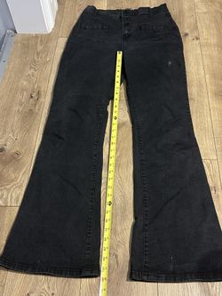 Fashion Nova Jeans Juniors Size 13 /31 Black Bell Bottom Flare Leg High Rise
