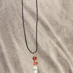 Handmade Wire Wraed Crystal Charmw/ Necklace