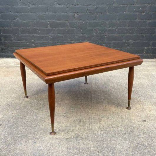 Vintage Mid-Century Modern Walnut Square Coffee Table with Taper Legs, c.1960’s - Delivery Available
