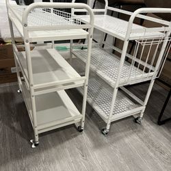 HDANI 3 Tier Metal Utility Multipurpose Rolling Cart, Large Capacity Heavy Duty With Lockable Wheels for Home, Office, Kitchen, Bathroom, Bedroom (Whi