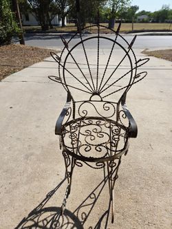 Vintage 1960-70s Small size metal rocking peacock style chair. FOR DECOR PURPOSES ONLY