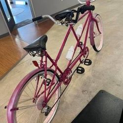 Custom Pink & Sparkling Tandem Bike
