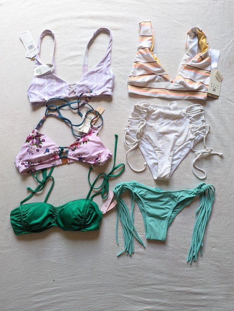 New Bikini Pieces Set Bundle Women's Small Beach Roxy Billabong Lira Nanette Lepore 