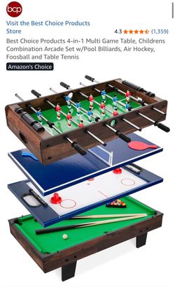 4 in 1 kids game table - foosball, billiards, hockey, ping pong