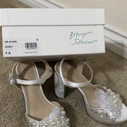 White Wedding Heels Size 7.5