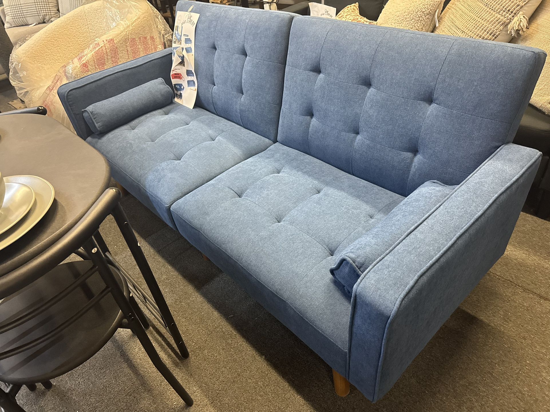 Futon Sofa New Fully Assembled Blue Cloth