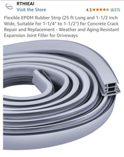 Flexible EPDM Rubber Strip (25 ft Long and 1-1/2 inch Wide, Suitable for 1-1/4“ to 1-1/2”) for Concrete Crack Repair and Replacement - Weather and Agi