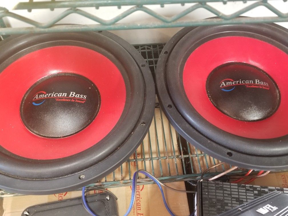 American Bass Xfl 15 Inch Subwoofers Rare Red Cones