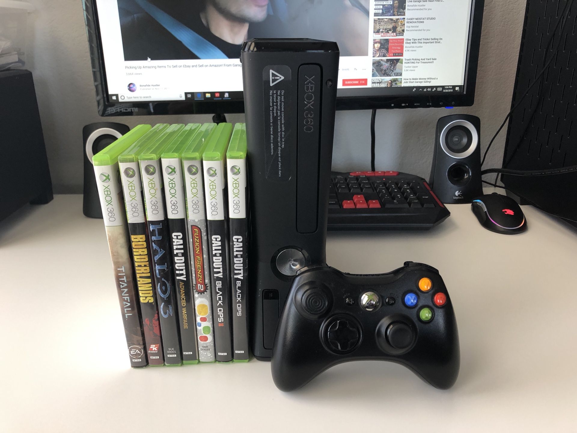 XBOX 360 SLIM 250GB BLACK 1 CONTROLLER 7 GAMES MICROSOFT USED WORKS for Sale Lewisville, TX - OfferUp